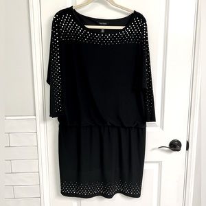 White House Black Market Black Embellished Crystals Cocktail Dress